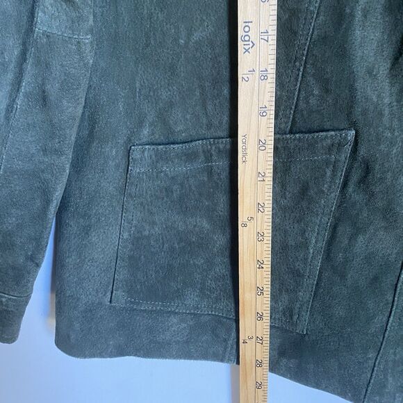 Denim&Co Suede Jacket Women XL Moss Green Button Up Cowgirl Grunge - Picture 6 of 12